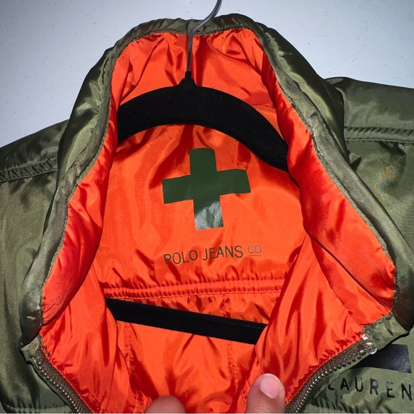 Polo Ralph Lauren unisex Reversible Down Puffer Vest Jacket orange and green - Picture 9 of 9